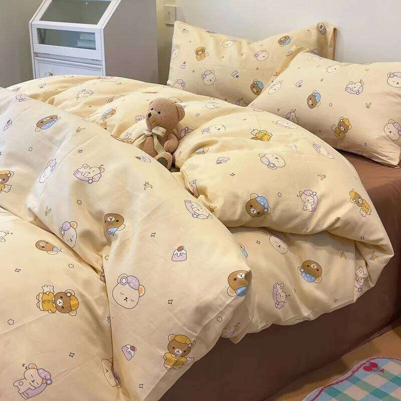 Linen Duvet Cover Jacquard Carbon Grey Dark Bed Four-piece Set Nude Sleeping Striped Retro Bedding Sheet H260311