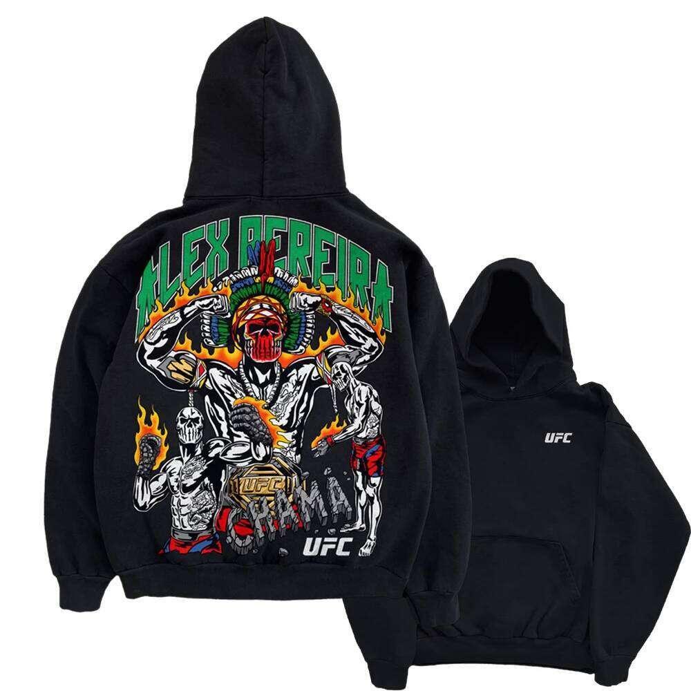 Autumn Winter New UFC Boxer Alex Pereira Black Hoodie Men Oversized Fighting Night Boxing Sweatshirt Breathable Fashion Top C260311