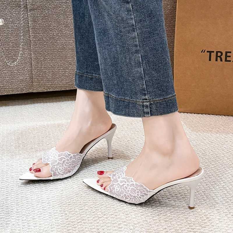 2026 New High Heel Sandals Women Pointed Fine Heel Embroidered Slippers Sexy Pointed Party Sandals Slippers Women Shoes K260311