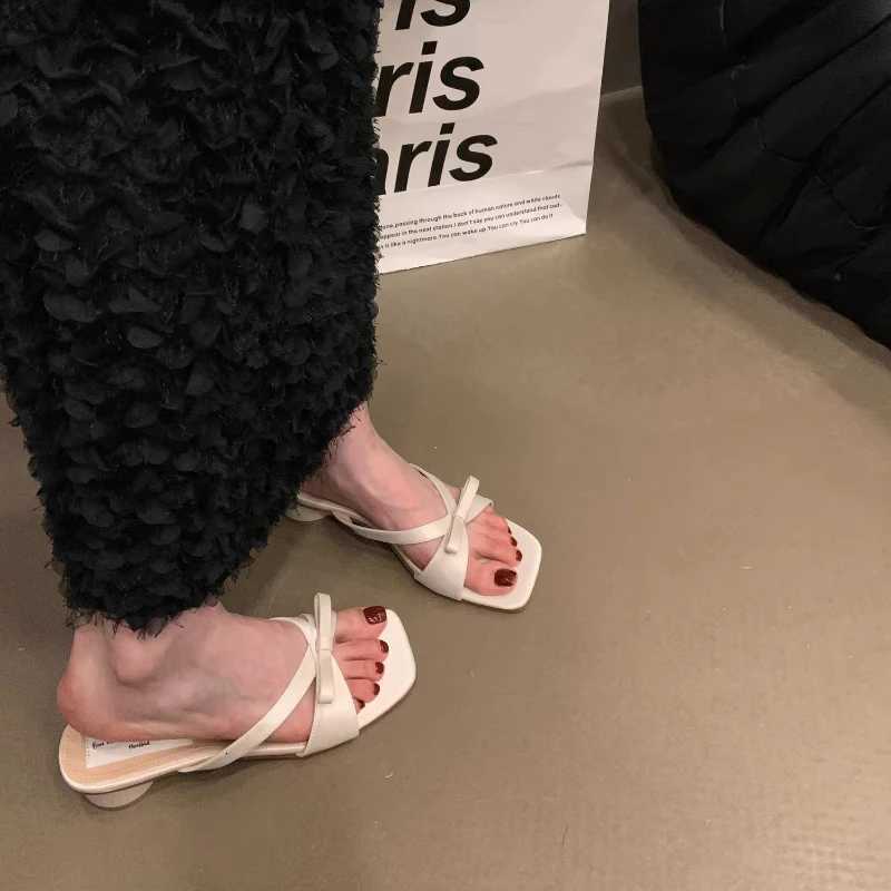 Designer Thick Heel Women Fashion Open Toe Butterfly-knot Dress Slides Summer Ladies Concise Beach Vacation Shoes K260311