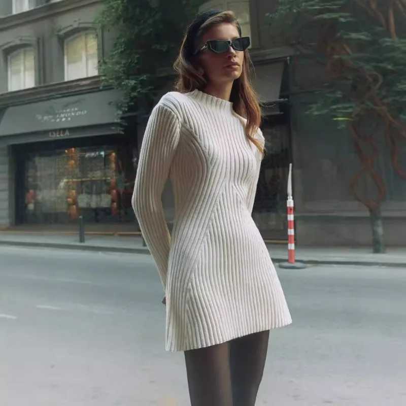 2025 Autumn Knitting Women Dress Short O-neck Keep Warm Hip Package Sweater Dresses Female Winter Casual Trendy Ladies Clothes M260311