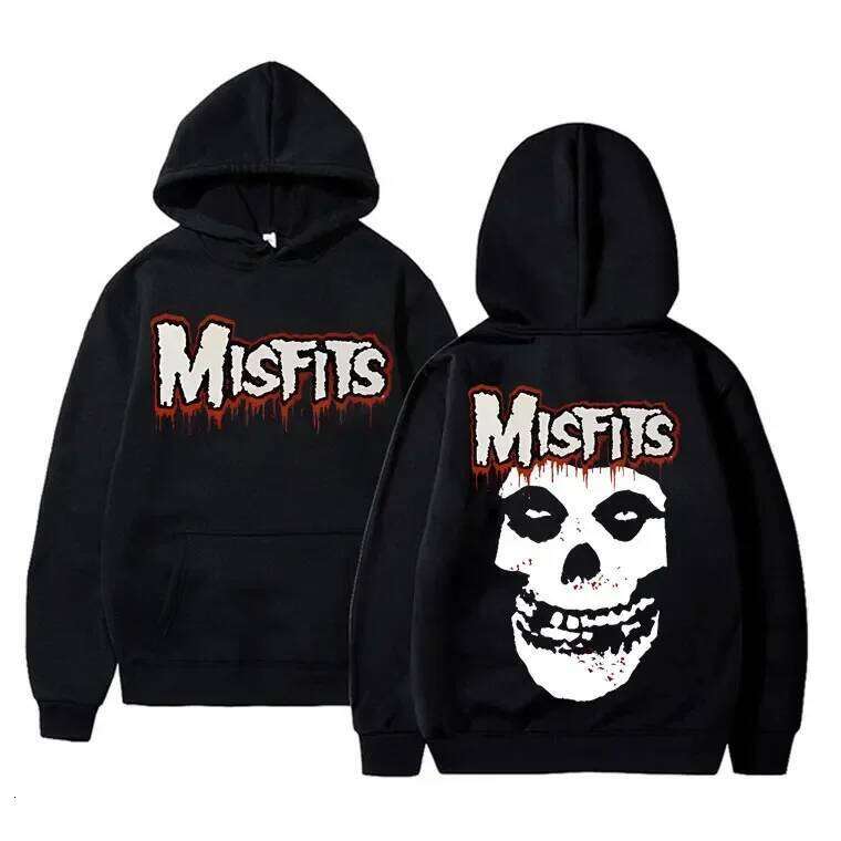 Horror Punk Misfits Skull Rock Print Hoodie Male Fleece Cotton Sweatshirt Men Women Gothic Vintage Long Sleeve Hoodies C260311