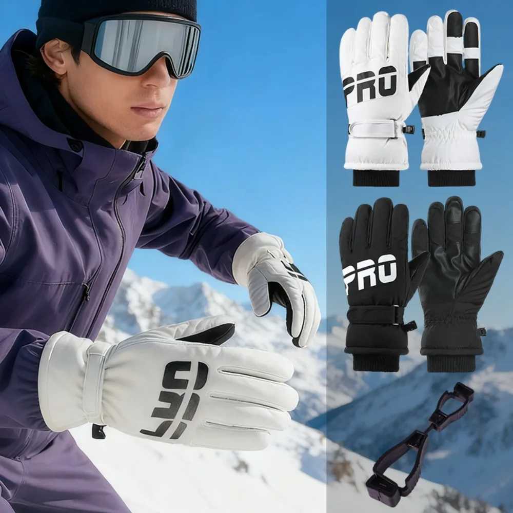 Winter Cycling Non Slip Touch Ski Glovesand Clip Snowboard Accessories Waterproof Pocket Warm Mens and Womens Thermal Gloves M260311