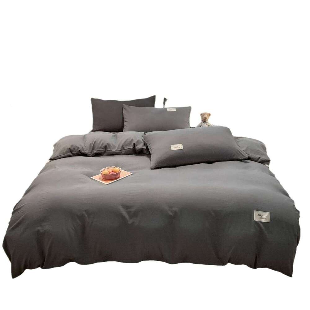 Linen Duvet Cover Set Sheets Comforter Sets Simple Striped Washed Cotton Bed Four-piece Bedding for All Seasons H260311