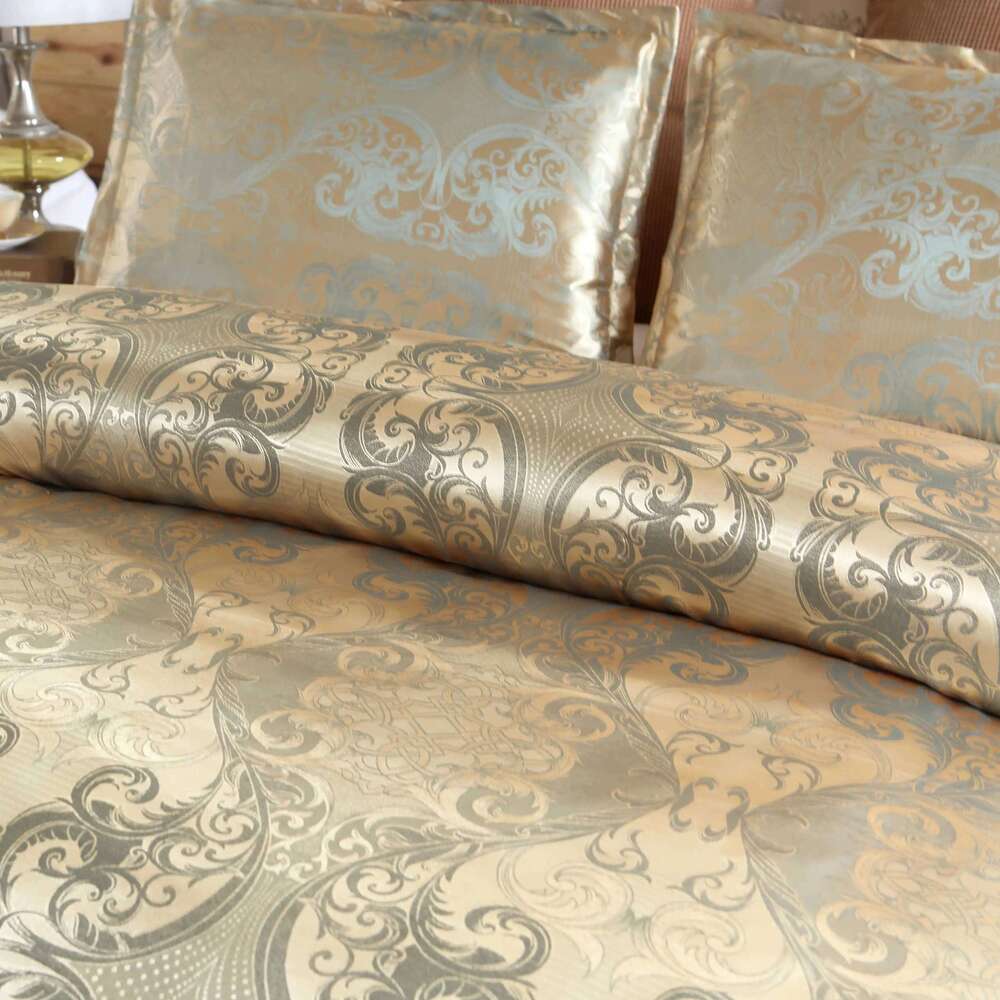 Size, Floral Jacquard Satin Duvet 3 Piece Silk Like Bedding Comforter Cover Set H260311