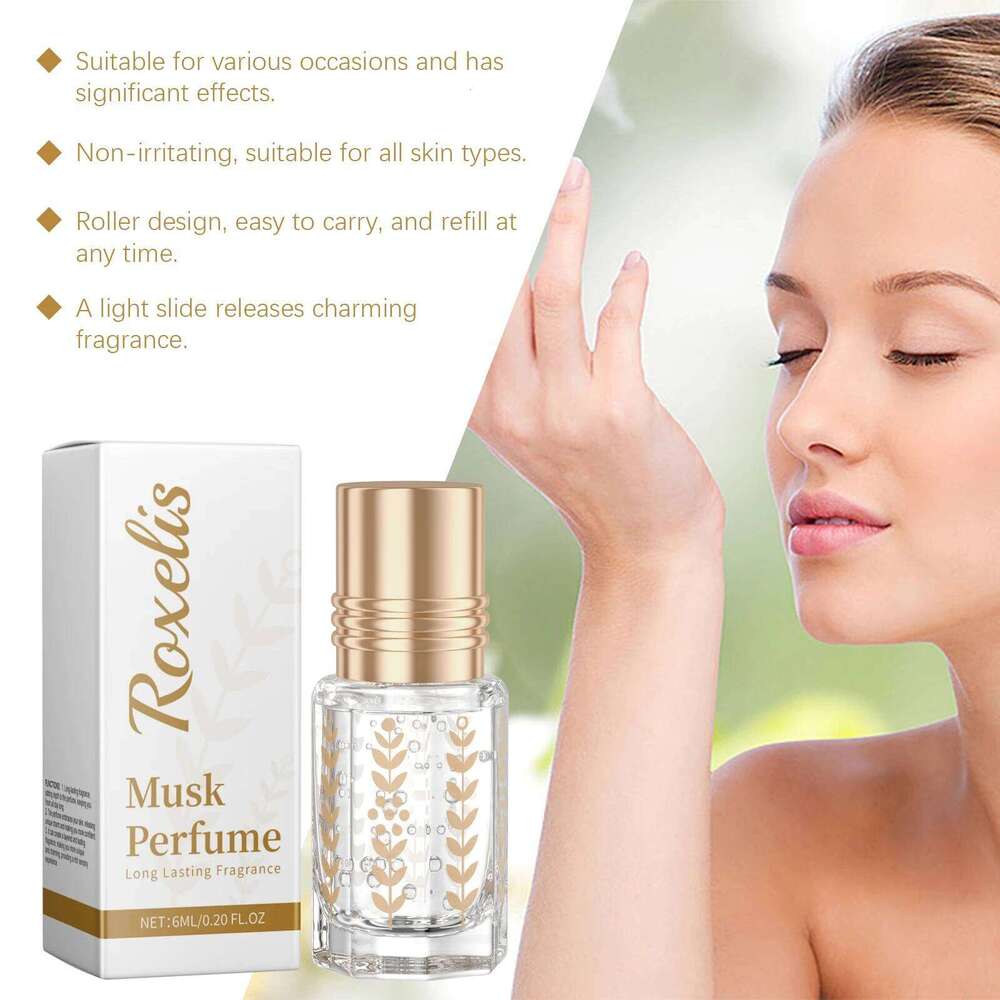 Roxelis Portable Roll On Musk Perfume - Elegant Floral Notes, Long-Lasting Fresh Scent for Daily & On-the-Go Z260311