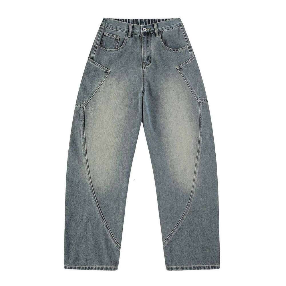 Fashion Men's Bgaay Jeans Nostalgic Vintage American Loose Oversized Denim Trousers Y2k Streetwear Wide-leg Pants Size S-3XL Z260225