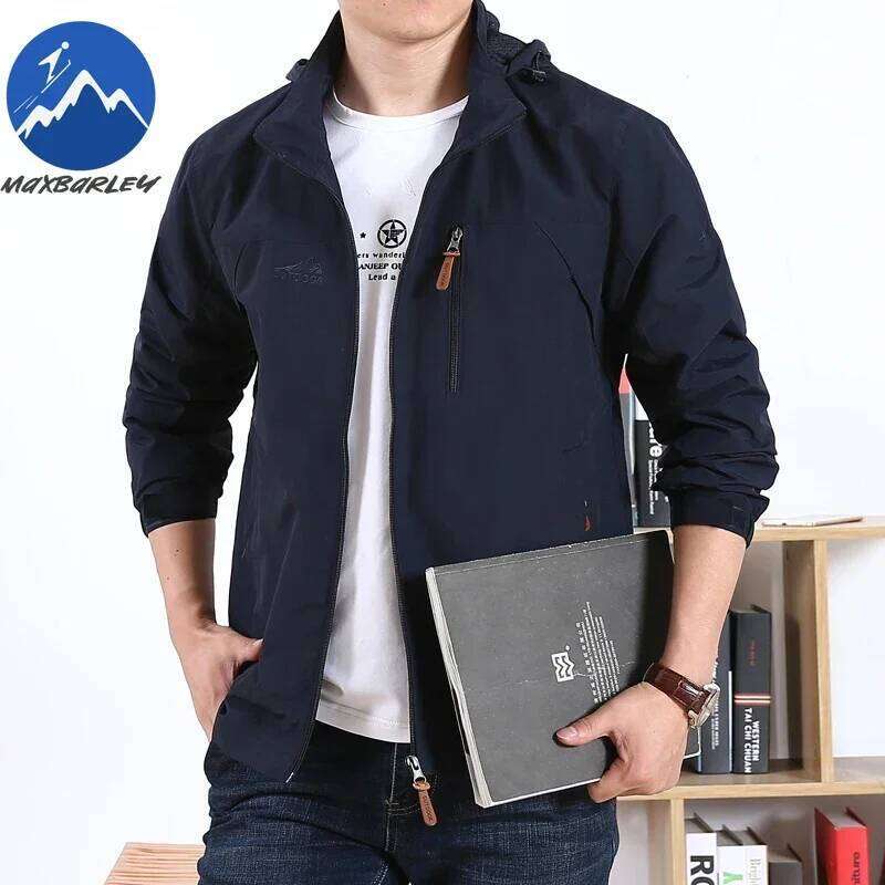 Autumn Waterproof Windbreaker Climbing Hunting Thin Mesh Breathable Hooded Coat Outdoor Loose Flying Men's Work Jacket 26H0311
