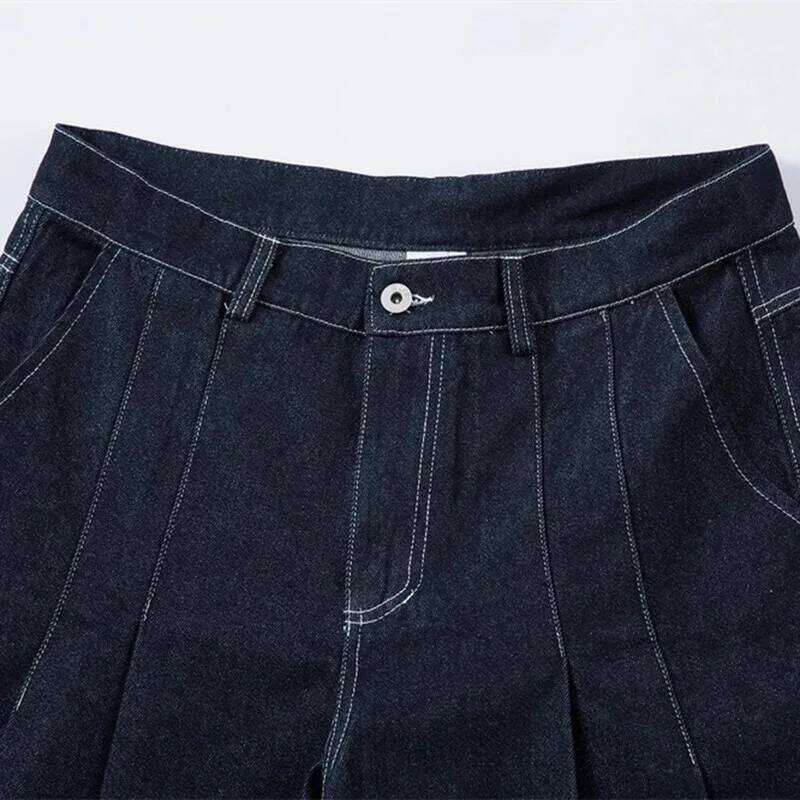 MirrordustPleated Baggy Men Loose Wide Leg Trousers Streetwear Harajuku Hip Hop Jeans Denim Pants Z260225