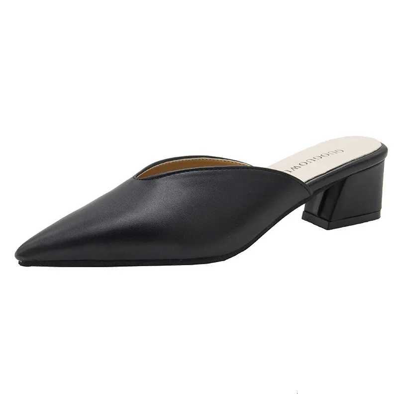Womens pointed-toe high-heeled mules luxurious and fAshionable block-heeled sandals slip-on mules party shoes K260311