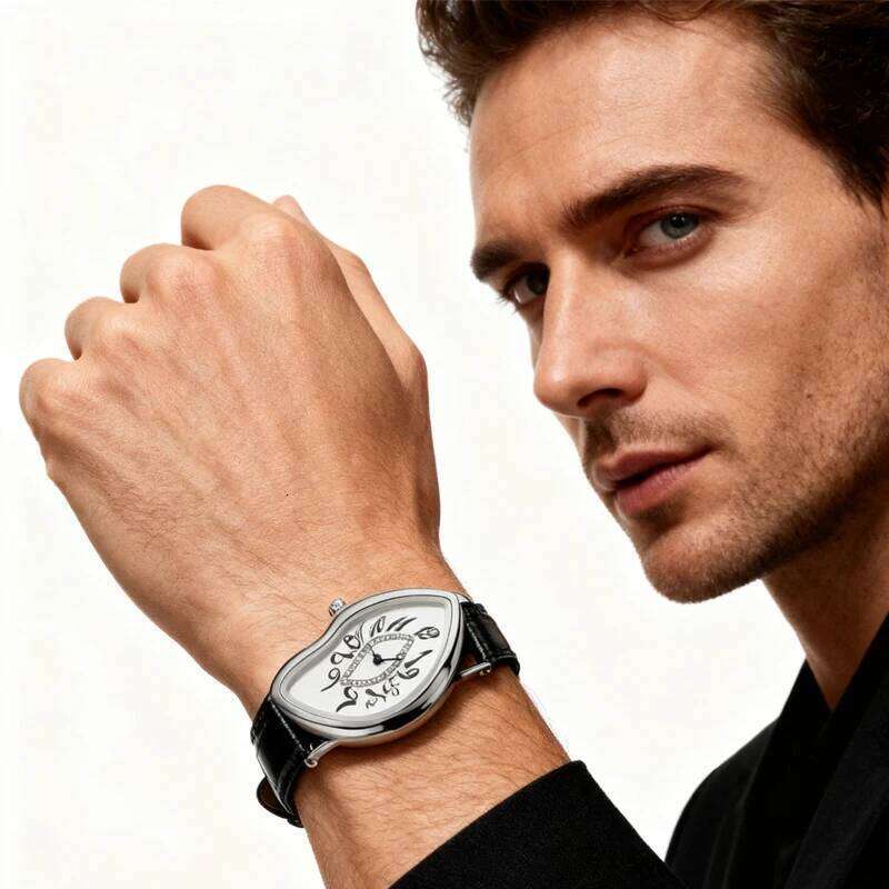 Y2K Medieval Collection Innovative Irregular Watch Leather Strap Fashion Avant-Garde Niche Design Quartz Wristwatch