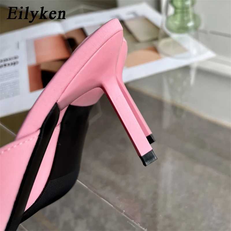 Eilyken Summer Fashion Butterfly-knot Satin Women Slipper Slip On Ladies Sandal Thin High Heel Outdoor Dress Slides Shoes K260311