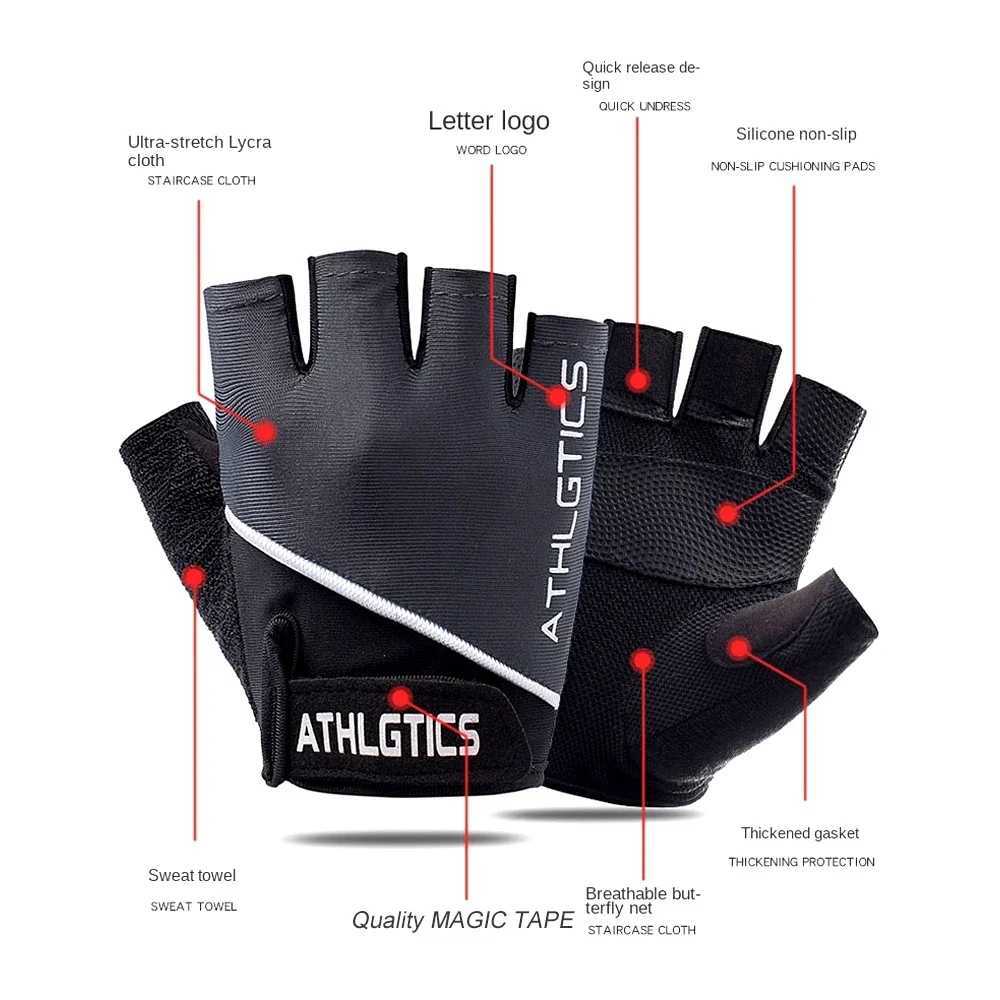 1Pair Breathable Cycling Gloves Workout Gym Gloves for Men Women Weight Lifting Fingerless Gloves Training Exercise Fitness M260311