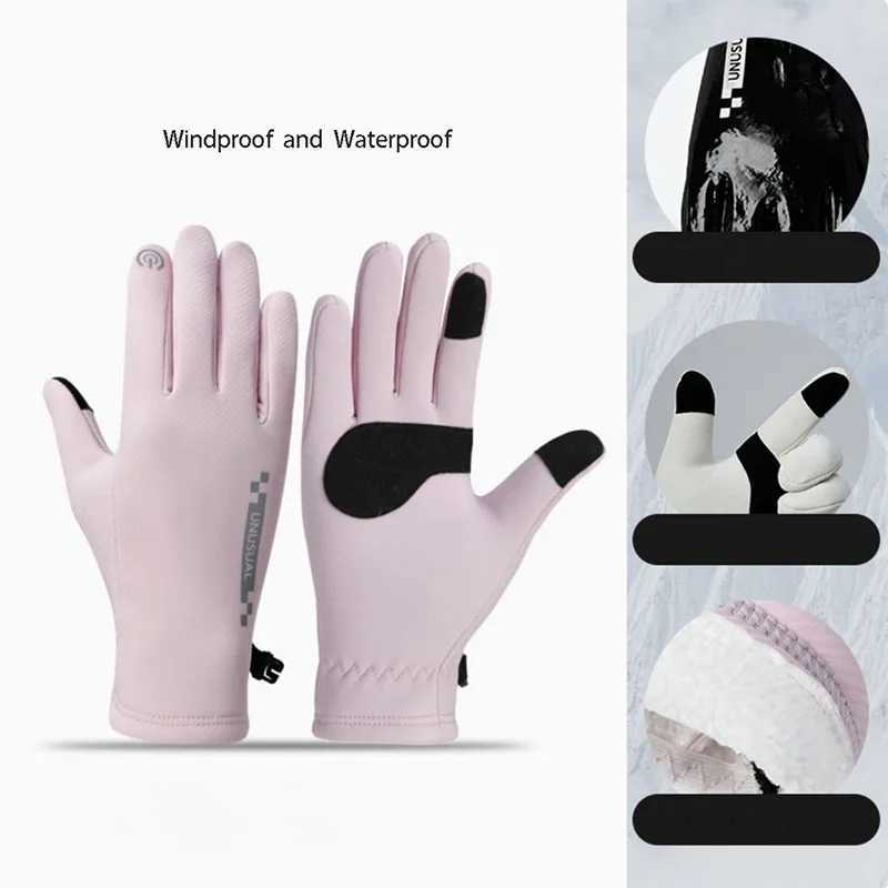 New Winter Men Women Gloves Velvet Lining Touchscreen Outdoor Cycling Driving Motorcycle Riding Gloves Windproof Waterproof Warm M260311