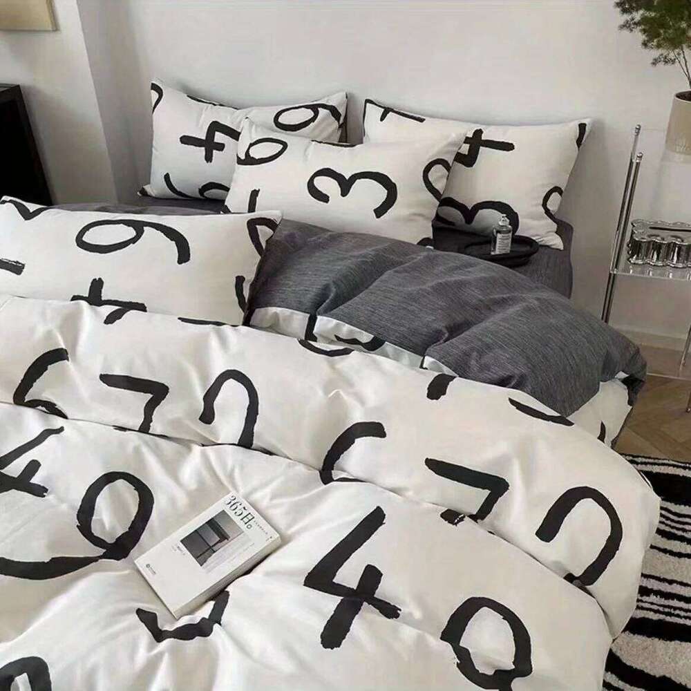 Korean Style Fashion Bedding Set Kids Adults Twin Full Queen Size Flat Sheet Duvet Cover Pillowcases Stripe Grid Bed Linen H260311 - view 4