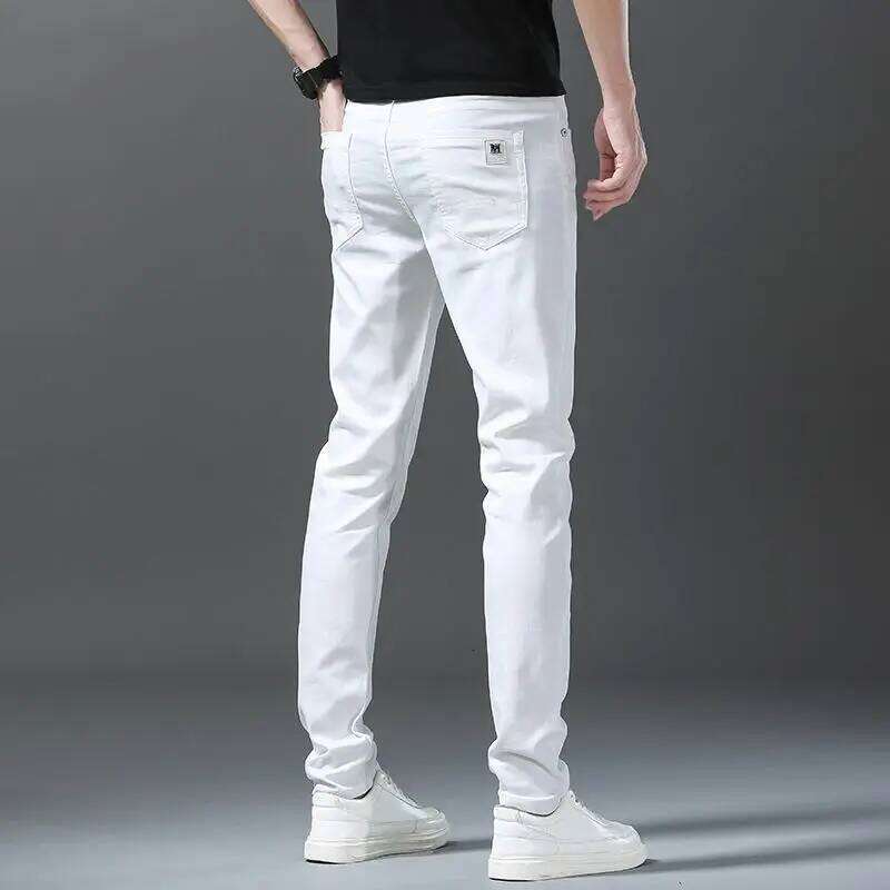 Men White Jeans Fashion Business Casual Classic Style Slim Soft Pure Cotton Trousers Male Brand Advanced Stretch Pants Z260225