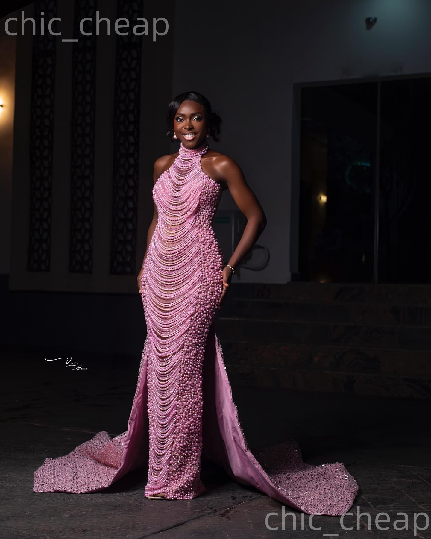 2K26 Pink Prom Dress 2026 Mermaid Prom Dress Beadings Pearls Detachable Train Evening Dresses Birthday Party Formal Receiption Gowns Dresses ZJ015 - view 7
