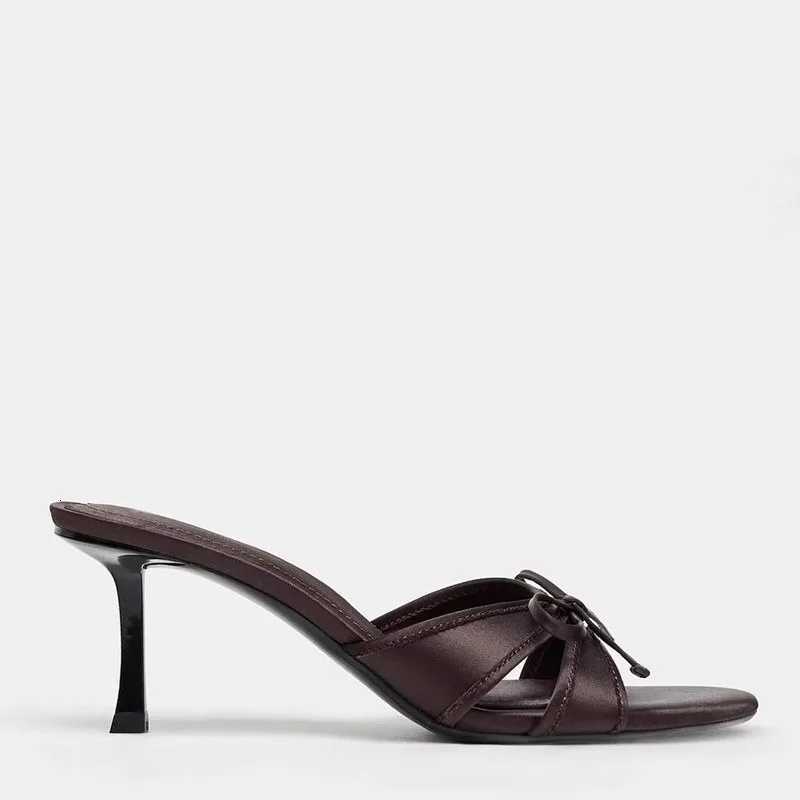 2025 New Sexy Summer High Heel Women Fashionable Exquisite Butterfly-knot Open Toe Slide Ladies Party Dress Sandals K260311