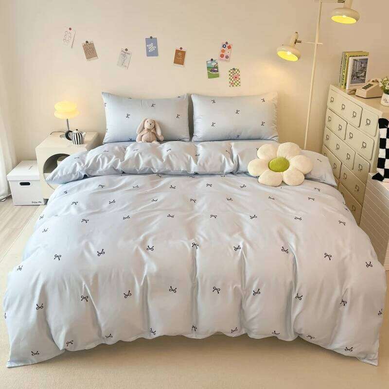 3pcs Blue Duvet cover set 1*Duvet Cover + 2*Pillowcase, Without Core, ow print Bedding Set, Soft Comfortable H260311