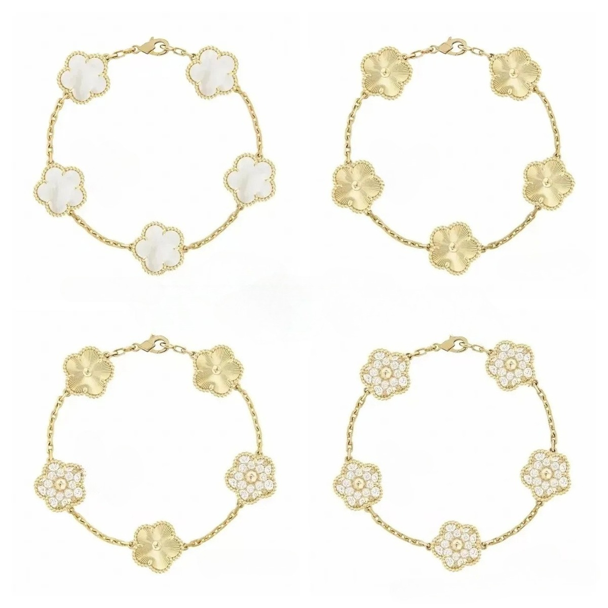 High Quality Designer Jewelry Bracelet Clover Bracelet Design 18K Gold Plated Bracelet Women Designer Bracelet Bangle