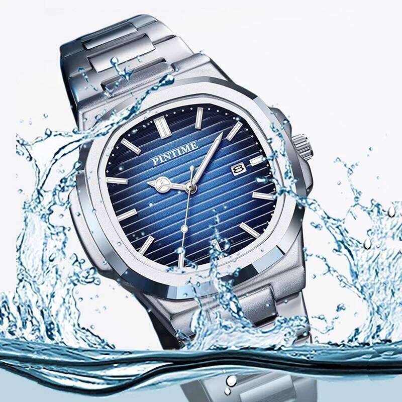 PINTIME Top Brand Luxury Men Quartz Watch Waterproof Date Male Clock Stainless Steel Business Mens Watches Relogio Masculino