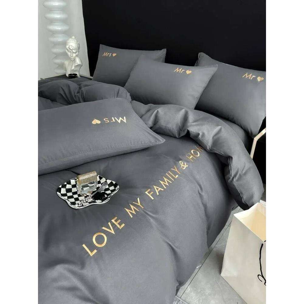 Nordic Egyptian Cotton Bedding Set King Queen Double Twin Size with Sheet Duvet Cover Pillowcases 1/2 People Bed Linens H260311