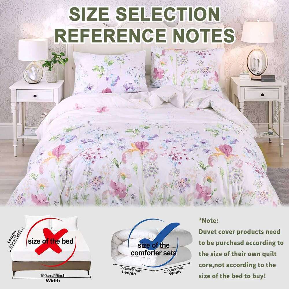 3pcs Flower Pattern Set, Soft Skin-Friendly Bedding Set Includes 1 Duvet Cover And 2 Pillowcases H260311