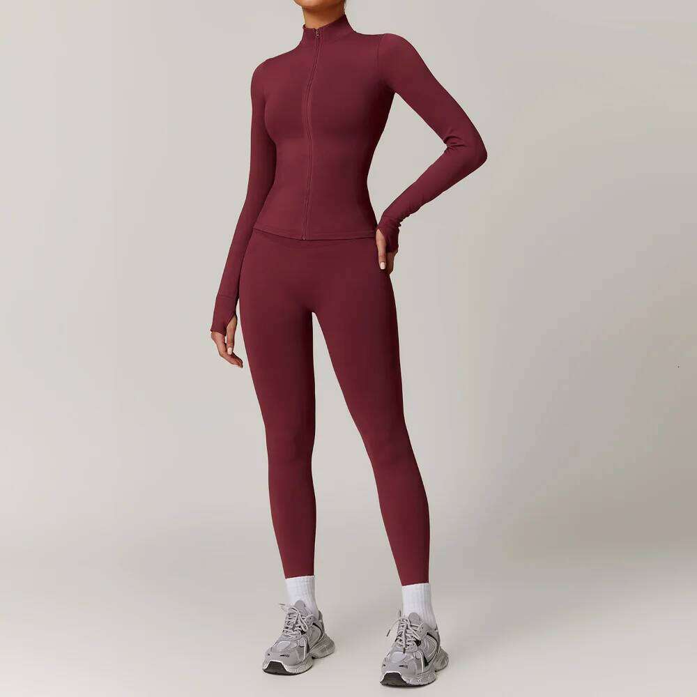Seamless Clothes Women Sportswear Yoga Suits Tracksuits Fitness Zipper Long Sleeved Sports Set Gym Leggings 26H0311