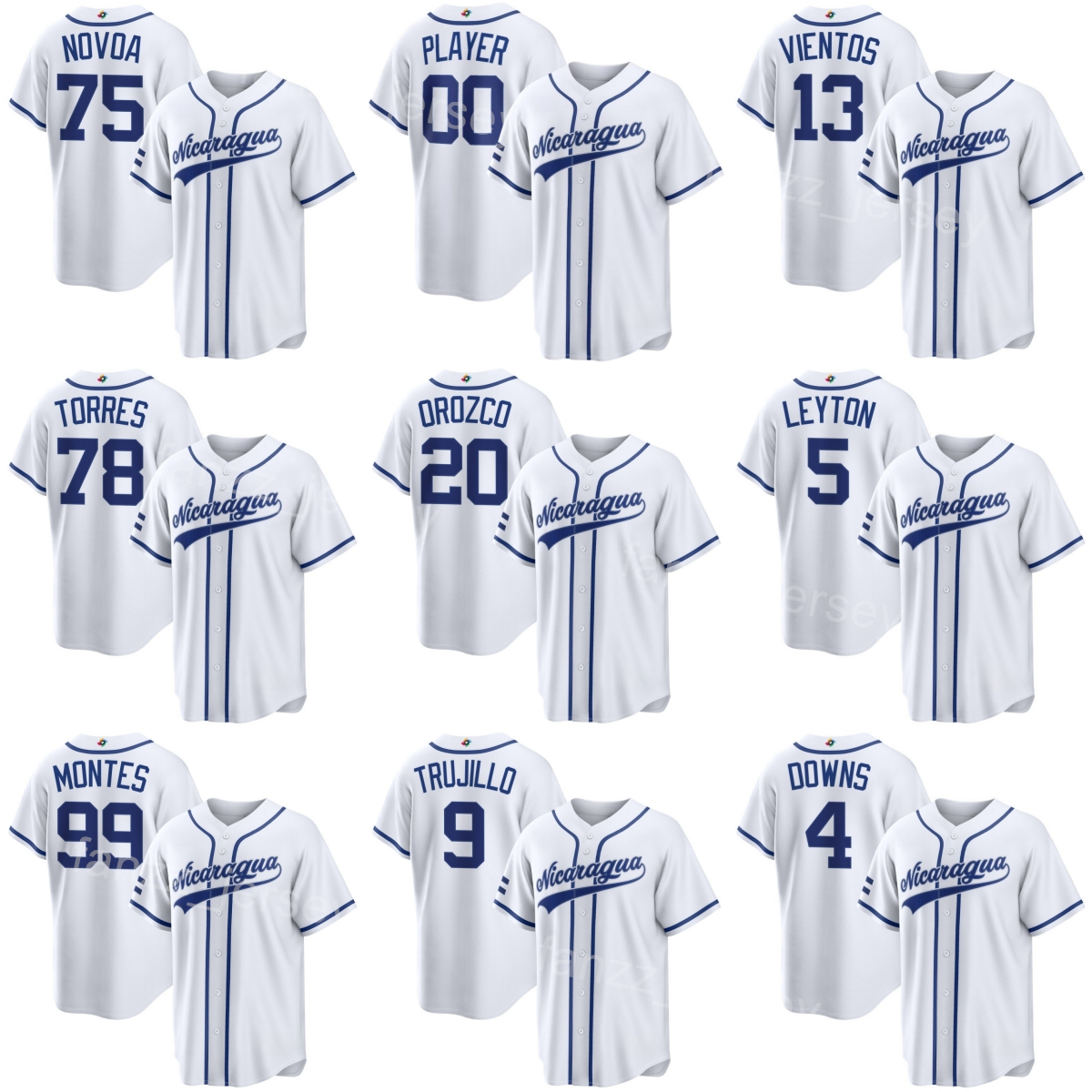 National 2026 Nicaragua Baseball Jersey World Baseball Classic WBC 13 Mark Vientos Freddy Zamora Benjamin Alegria Emanuel Trujillo Brandon Leyton Child Man Lady