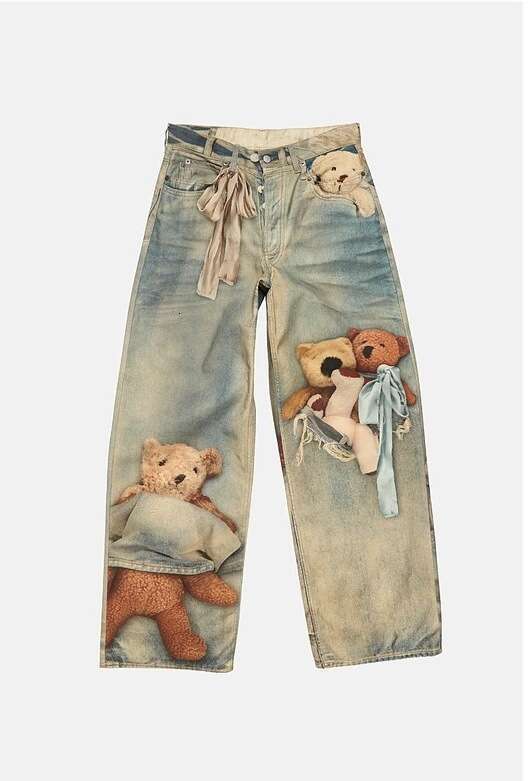 Women S Baggy Jeans Print Graphic Denim Pants Harajuku Cowboy Tie Dye High Street Tide Stylish Design New MAKOUFEI