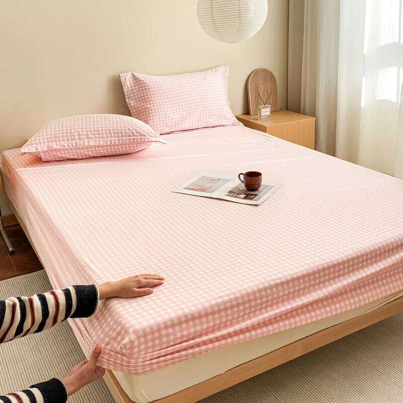 3-piece sheet set, gingham bed cover + a pair of pillowcases no core, home bedding, soft and comfortable for all seasons H260311