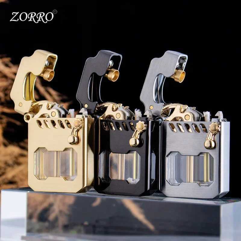 2025 Mecha Transparent Fuel Tank Mechanical Ejection Kerosene Lighter Metal High-looking Creative High-end Mens Gifts N260311