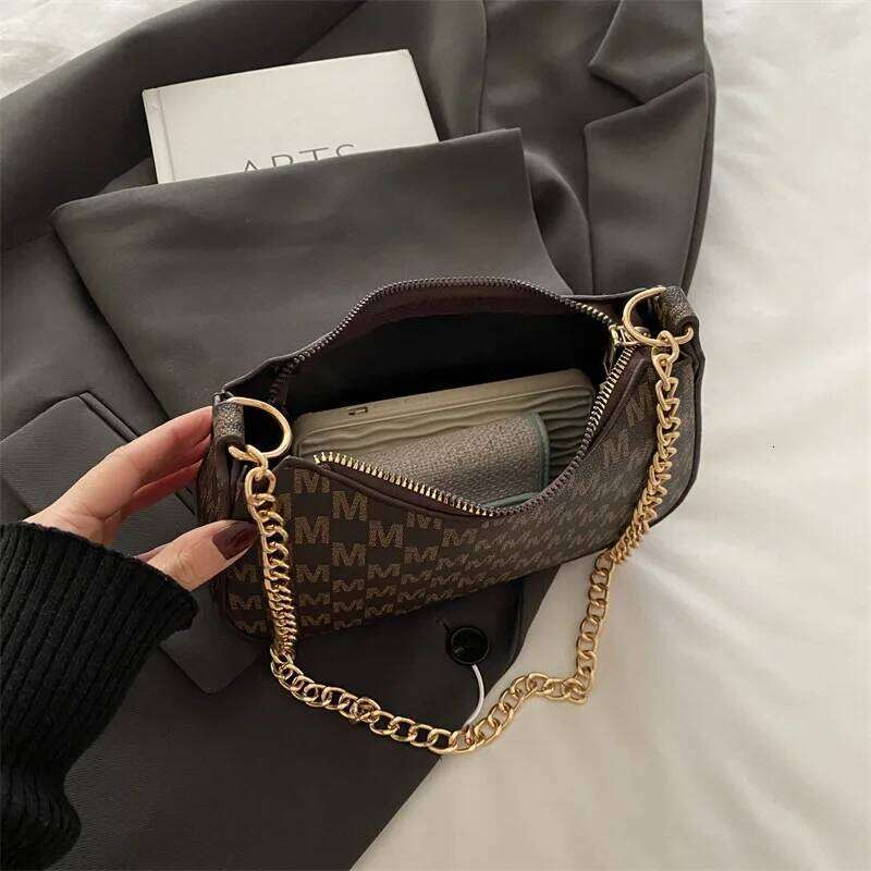 Leopard Print Retro Chic Style Half Moon Bag Gold Chain Strap Versatile Convertible Crossbody Shoulder/Purse for Women Daily Use XJ260311