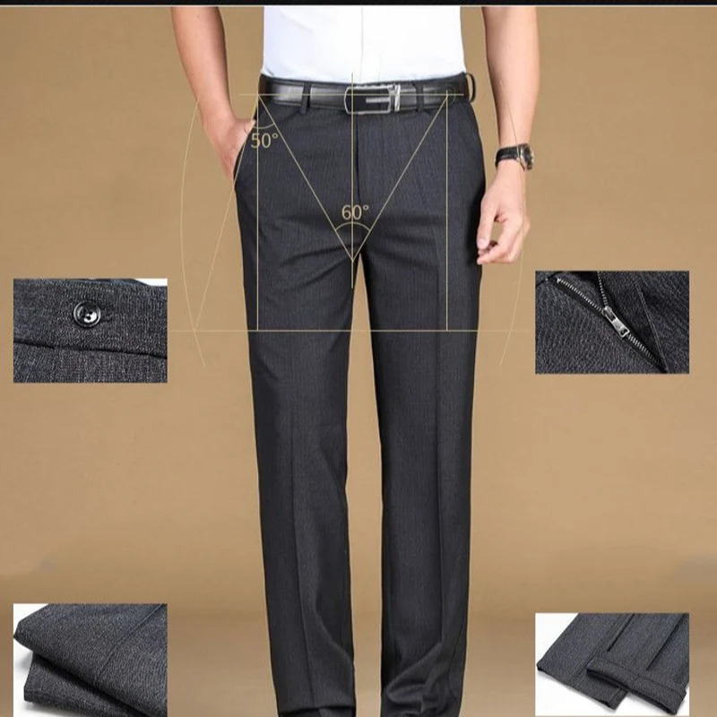 Mens Classic Straight Leg Business Suit Pants Solid Formal Occasion Office Pants Male High Quality Baggy Trousers Plus Size 260227
