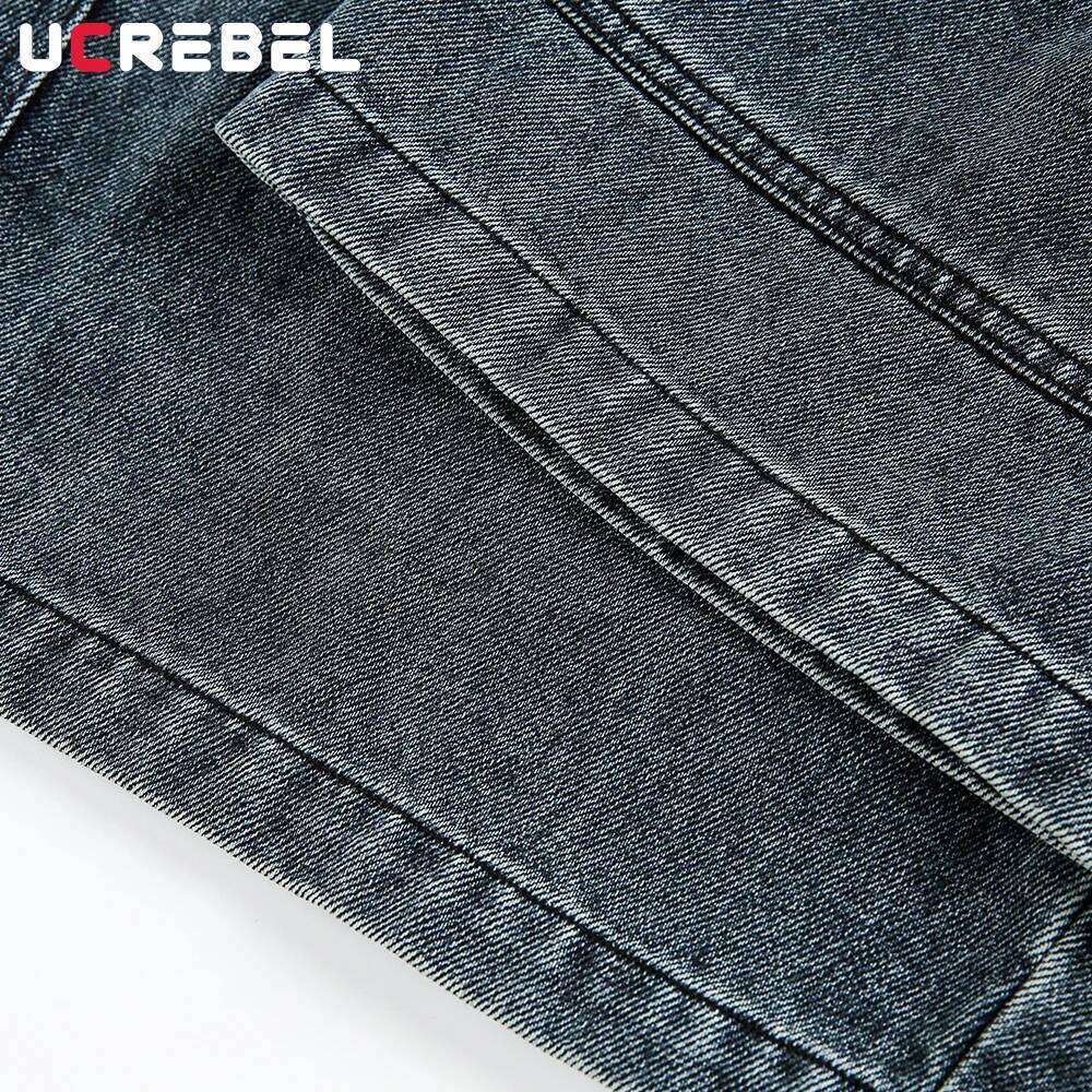 Spliced Washed Distressed Denim Pants Mens Retro High Street Loose Wide leg Pocket Jeans Men Z260225