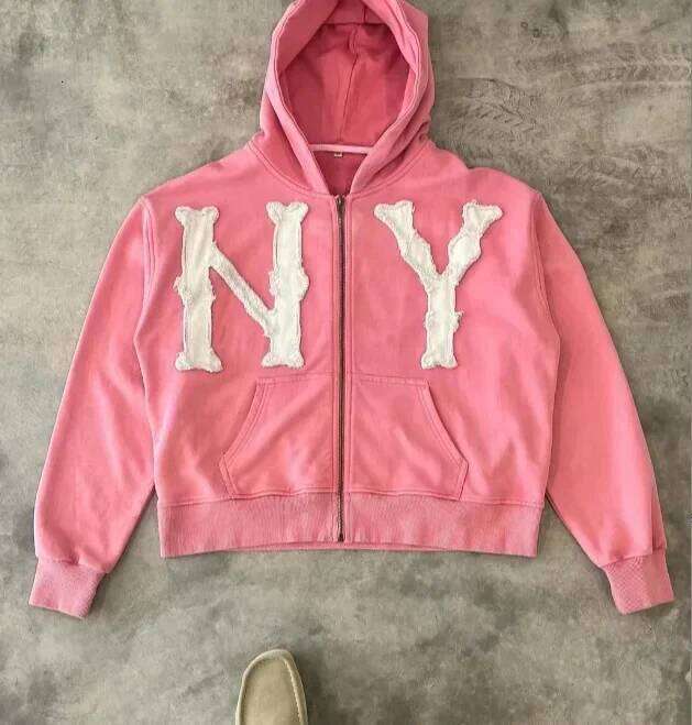 European and American Trendy Brand Fashion Jacket Letter Embroidered Oversized Hoodie Men Y2k Harajuku Retro Zipper Sweatshirt 26H0311