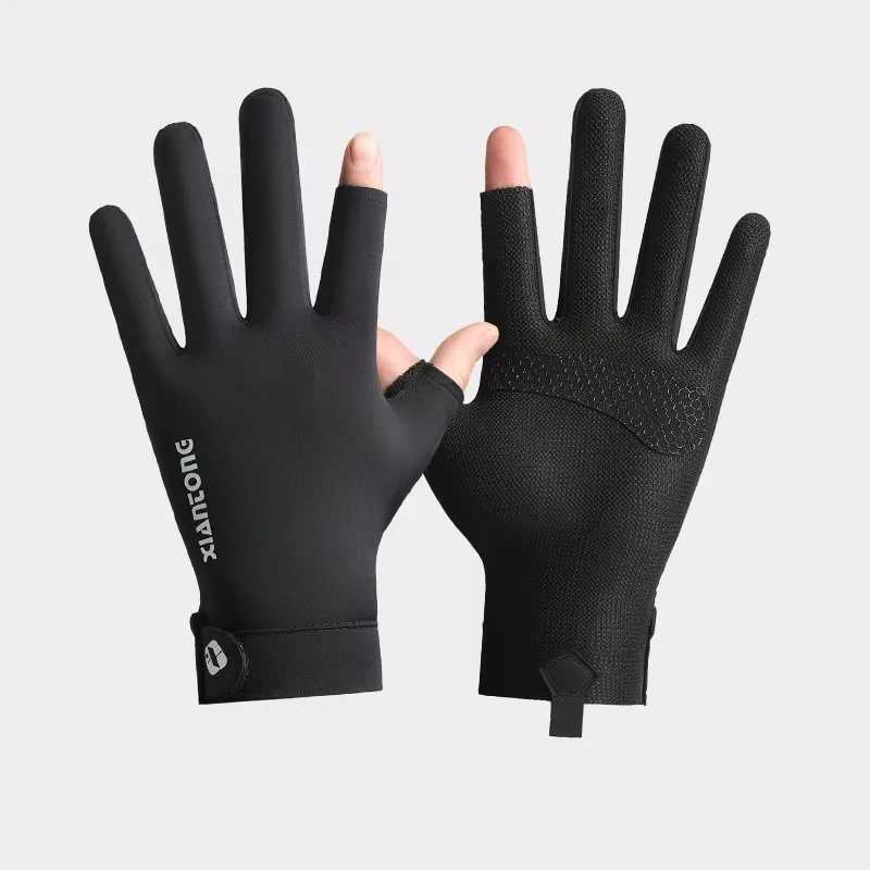 Summer UV Protection Gloves Two-Fingerless Non-Slip Gloves for Men Women Breathable Gloves for Driving Cycling Climbing Workout M260311