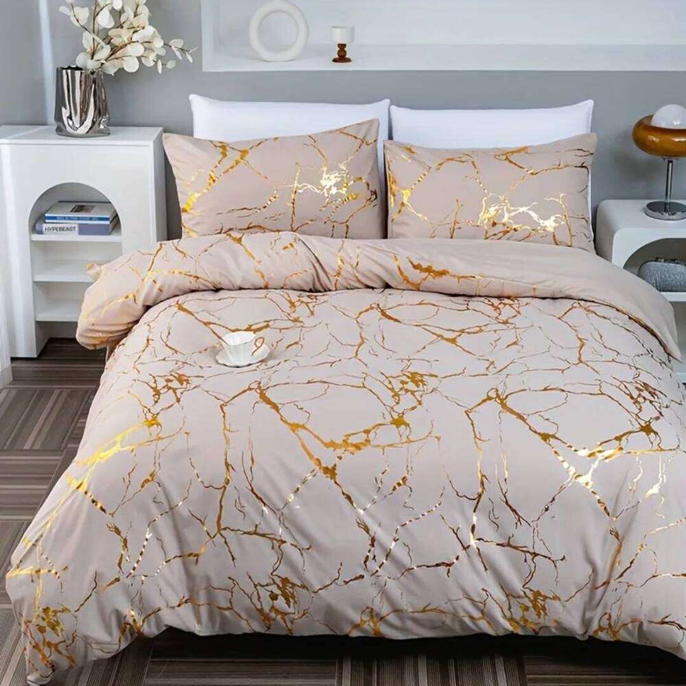Classic Hot Stamping Texture 3D Print Bedding Set Soft Duvet Cover King Queen Twin Single Size Bithday Gift Bedroom Decoration H260311