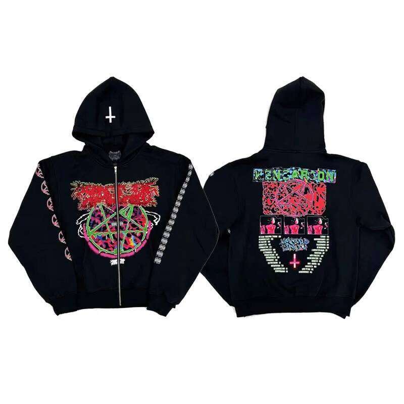 New Men KEN CARSON A Great Chaos actual hate Tour Pullover Hoodies Hoody Hooded Sweatshirts velvet Cotton Thick Fleece US N313 26H0311