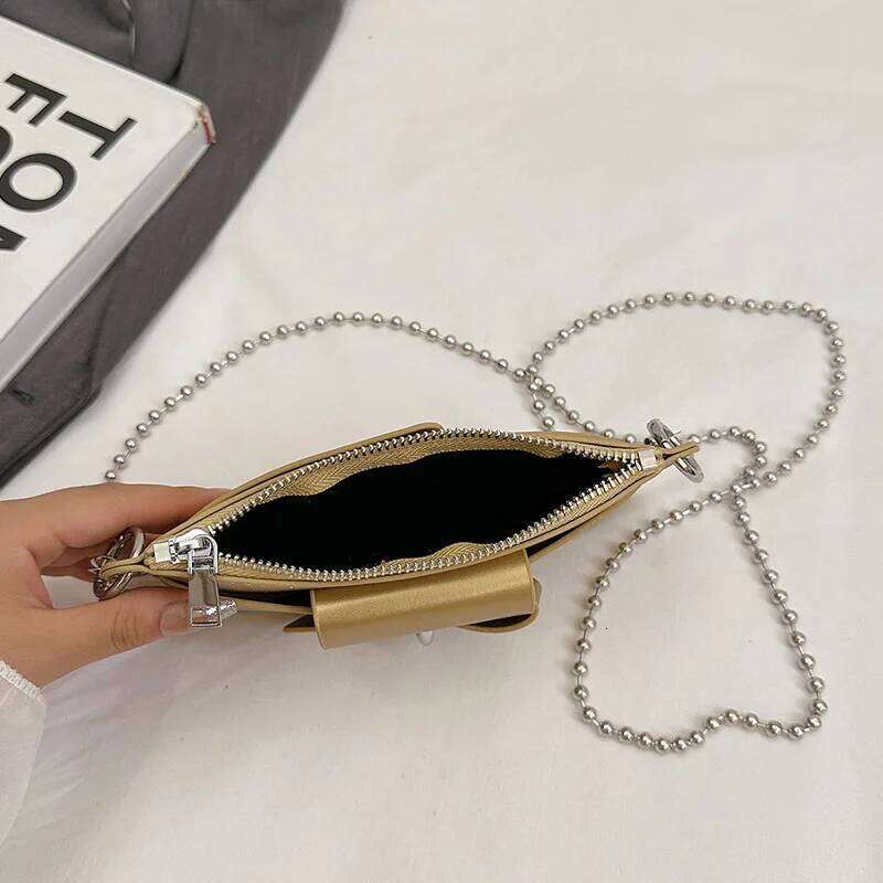 color Women PU Crossbody Bead Chain Mobile Phone Shoulder Bag Daily Commute Office Work Solid Color Handbag and Purses XJ260311