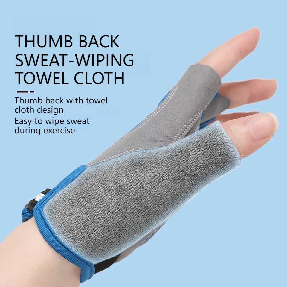 LOODEEL Childrens Gloves Half-finger Anti-slip FitnESS Hand PROtection Thin Balancing Blue Gray Riding Sports For Boy Girl M260311