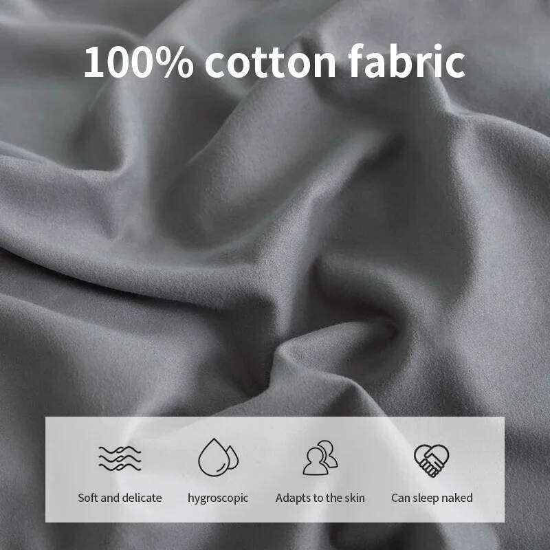 100% Cotton Bedding Set 3Pcs,Duvet Cover,Skin Friendly Breathable,2 Pillowcases,Twin Full Single Double Size,Solid Color H260311