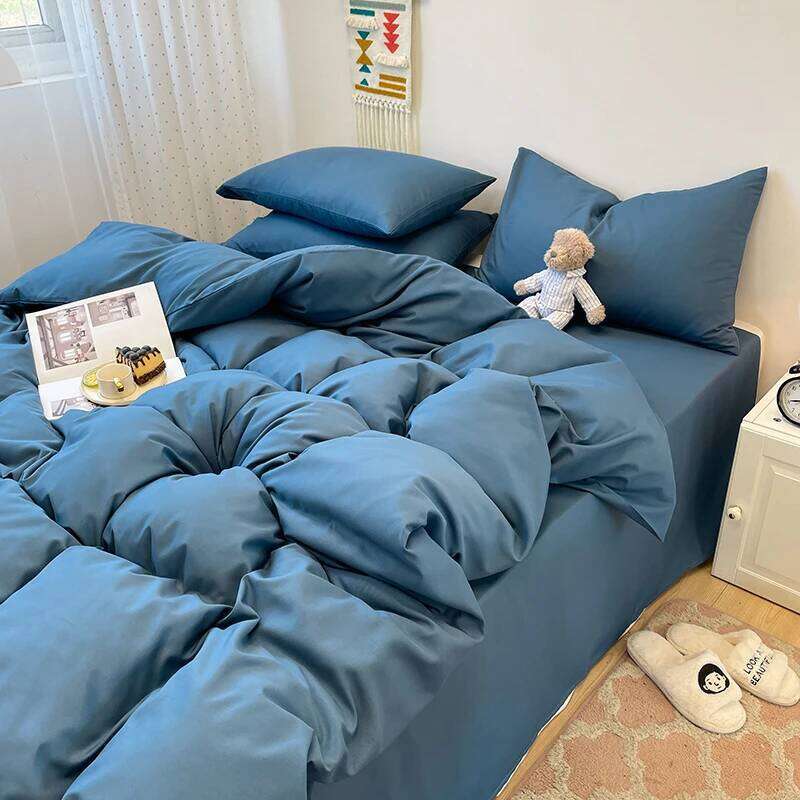 3-piece of solid-color down cover, bedding set 1 duvet cover +2 pillowcases, without core, soft and comfortable H260311