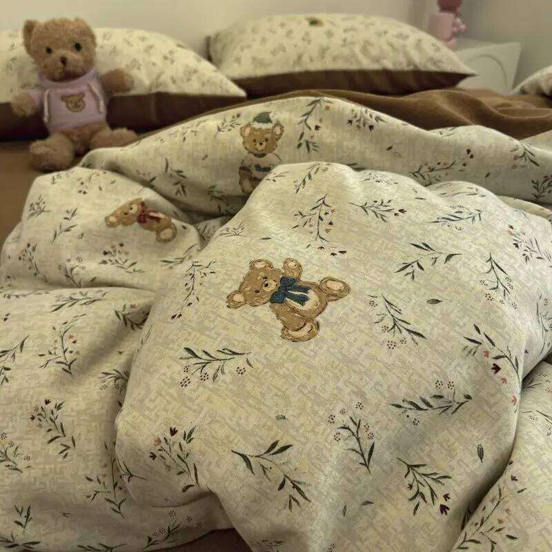 Boys Girls Duvet Cover with Zipper Ins Cute Cartoon Bed Flat Sheet Pillowcases No Filler Twin Queen Size Fashion Bedding Set H260311