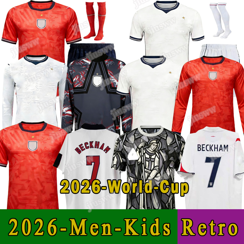england 26 27 World Cup 2026 Soccer Jerseys retro football tops football shirt BELLINGHAM kits BECKHAM KANE SAKA RICE FODEN National Team Kids Kit maillot 3XL 4XL