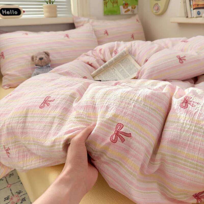 2025 new class A super soft double yarn four-piece printing fashion kapok small floral student dormitory bed three-piece set H260311
