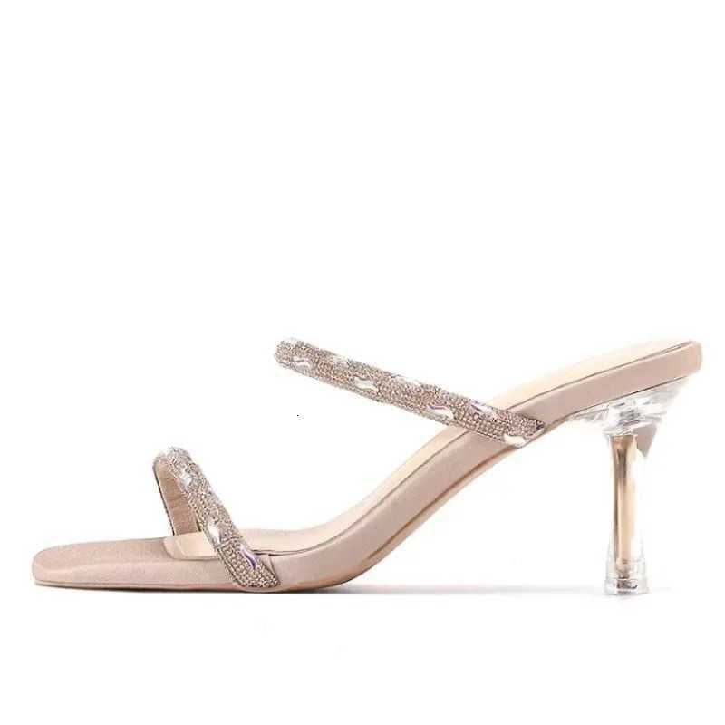 Womens New Summer Stiletto Rhinestone Strap Transparent High-heeled Temperament Celebrity High-heeled Sandals K260311
