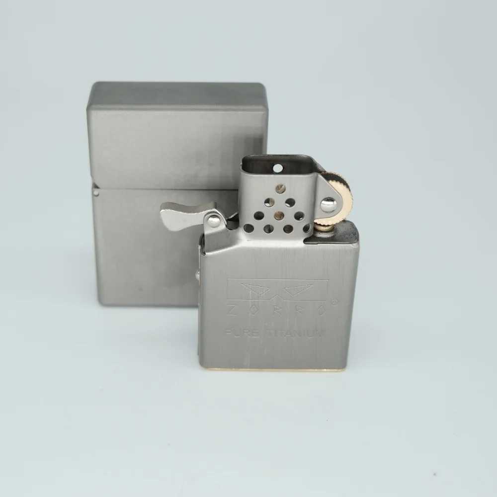 Full Titanium shell Lighter with Titanium Insert Vintage liquid fuel petrol lighter Cigarette accessories Cool outdoor EDC N260311
