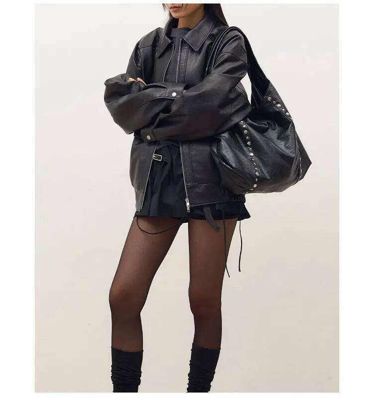 Rivet Women Large Capacity Versatile New Soft PU Single Shoulder Underarm Bag Casual Commuting Tote Black handbag XJ260311