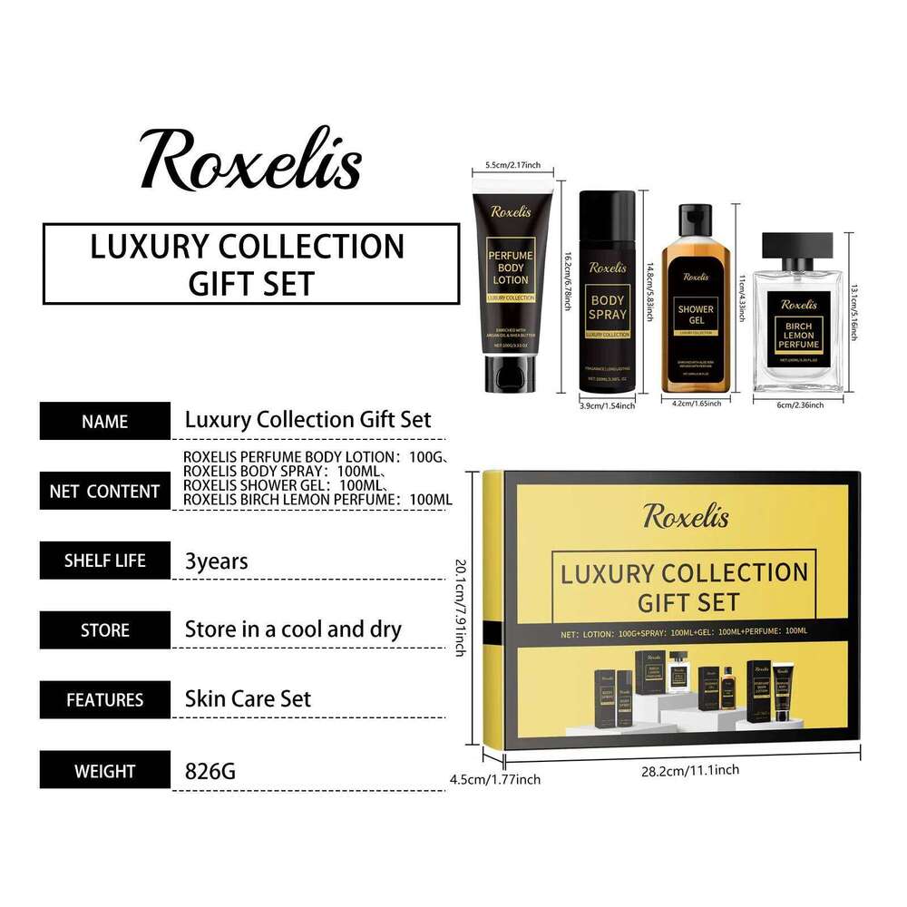 Roxelis 1set Men's Luxury Perfume Gift Lasting Fragrance Charming Gentlemen Pheromone Scent Men Glamour Body Wash Care Set Z260311